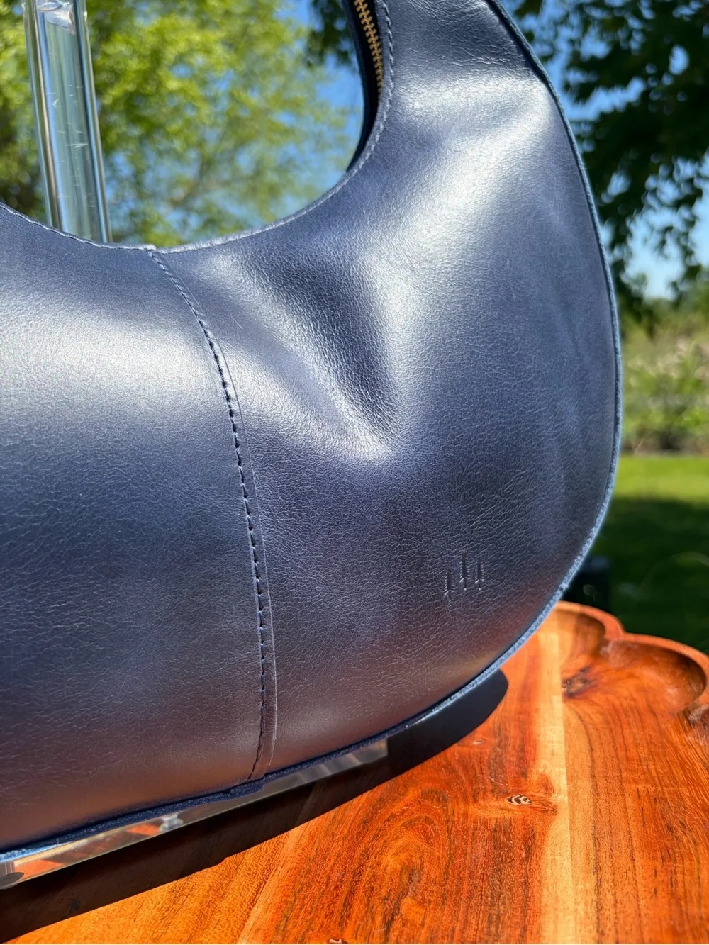 Portland Leather Nora Large Shoulder Bag Cowboy Blue Leather